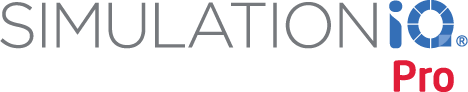 SimulationIO Pro logo (brand name with gray 'SIMULATION' and blue 'IO' and red 'Pro')