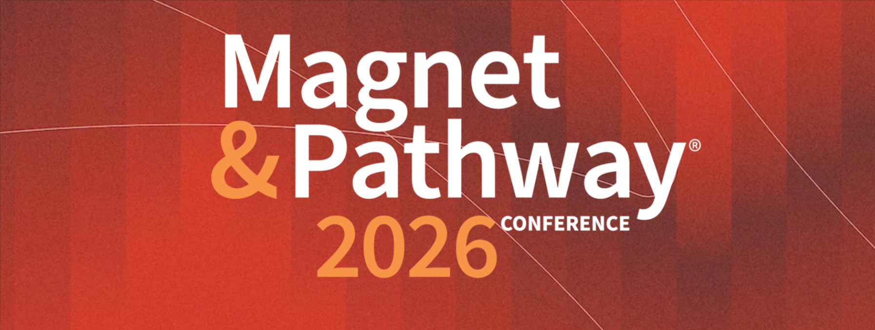 Banner for Magnet & Pathway Conference 2026 with orange gradient and white text and logo elements.
